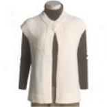 Fever Yoke Detail Cardigan Sweater - Short Sleeve (for Women)