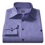 Ikw Behar Twill Striped Sport Shirt - Language of Italy Cotton, Long Sleeve (for Men)