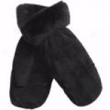 Jacob Ash Suede Mittens With Faux Fur Cuff (for Women)