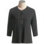 Joan Vass Laced Tunic Shit - Mercerized Cotton, ?? Sleeve (for Women)