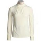 Joan Vass Pleated Mock Neck Shirt - Long Sleeve (for Women)
