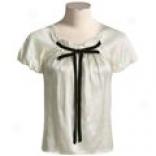 Joan Vass Silk Charmeuse Shirt - Puffy Short Sleeve (for Women)