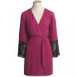 Julianna Rae Isabella Silk Crepe Wrap Robe - Short, Long Sleeve (for Women)