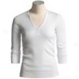 Lilla P Pima Cotton Henley Shirt - Ribknit, ?? Sleeve (for Women)