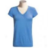 Lilla P Pima Cotton-wool V-neck Shirt - Short Sleeve (for Women)