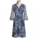 Maggy London Paisley Silk Chiffon Dress - Ruched Waist, ?? Sleeve (for Women)