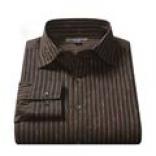 Martin Gordon Stripe-floral Jacquard Sport Shirt - Italian Cotton, Long Sleeve (for Men)