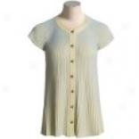 Nubby Cotton Rich Cardigan Sweater - Short Sleeve (for Women)