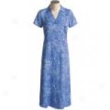 Orvis Blue Batik Print L0ng Dress - Short Sleeve (for Women)