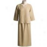 Orvis Split Neck Linen Dress - Two Piece, Three Quarter Sleeve (for Women)