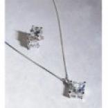 Prime Art Pendant And Earring Set - Cubic Zirconia And Rhodium
