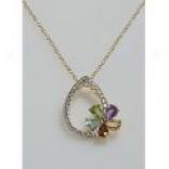 Prime Art Teardrop Gemstone Pendant Necklace