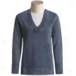 Pulp Cotton Tunic Sweater - Deep V-neck, Long Sleeve (for Women)