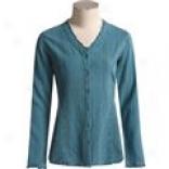 Pulp Linen-rzyon Ruffled Tunic Shirt - Long Sleeve (for Women )
