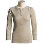 Rib Knit Henley Shirt - ?? Sleeve (Conducive to Women)