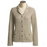 Ribbed Cardigan Sweater - Cotton (for Women)