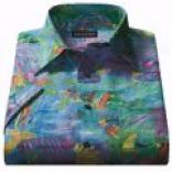 Riscatto Horizontal Tone-on-gone Fish Print Shirt - Short Sleeve (Concerning Men)