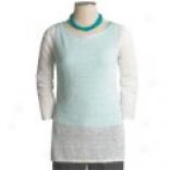 Semplice Linen Knit Pointelle Tunic Shirt - Long Sleeve (for Women)