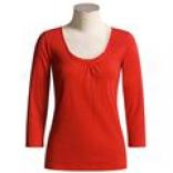 Shirred Scoop Neck Shirt - ?? Sleeve (for Women)