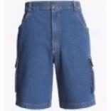 Stonewashed Denim Cargo Shorts - Seven-pocket (for Men)