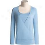 Stretch Knit Wrap-around Shirt - Long Speeve (for Women)