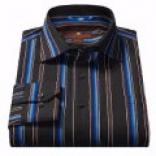 Toscano Striped Herringbone Sport Shirt - Long Sleeve (for Men)