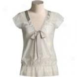 Votre Nom Sheer Cotton-rich Blouse - Short Sleeve (for Women)