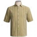 Weekendz Off Striped Cotton Shirt - Short Sleeve (for Men)
