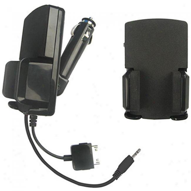 4-in-1 Fm Trandmitter For Ipod, Black