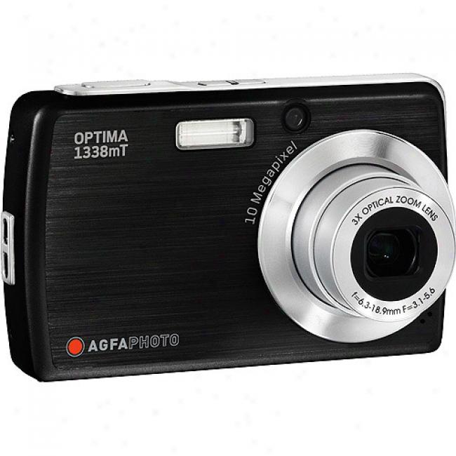 Agfaphoto Optima 1338mt Black 10mp Digital Camera With 3' Touchscreen, 5x Digital Zoom