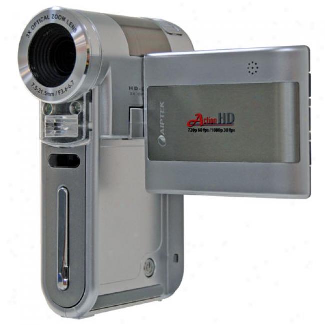 Aiptek Action Silver High-def 1080p Digital Cacmorder, 3x Optical Zoom