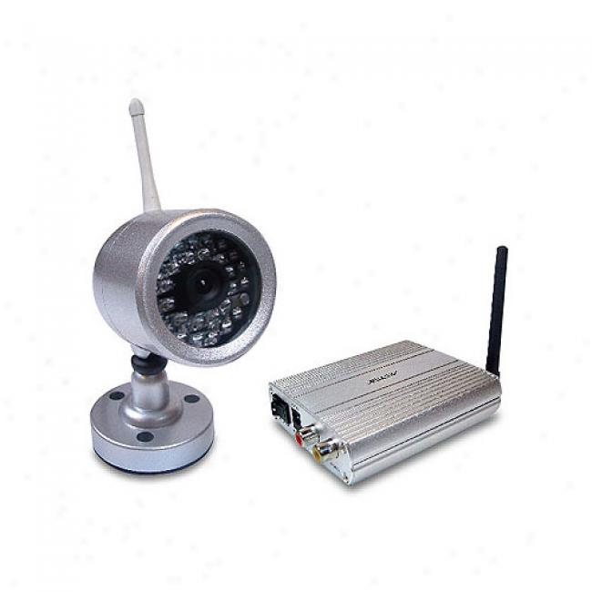 Astak 2.4ghz Ccd Night Vision Weathdrproof Color Wireless Security Camera, Silver