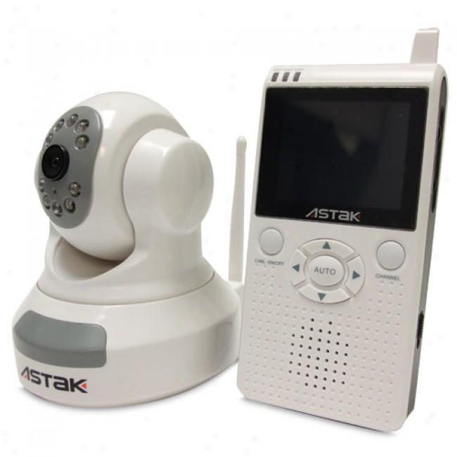 Astak Cm-860q Wireless Pan & Tilt Carelessness Camera With Monitor