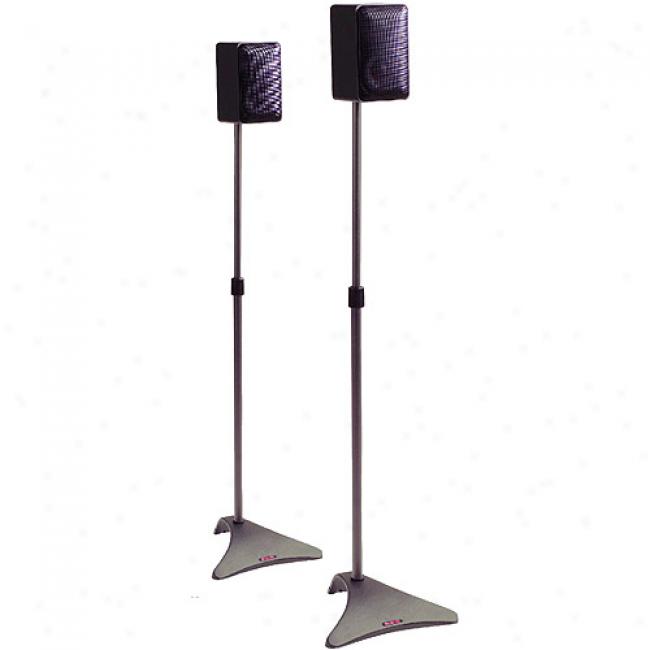 Atlantic Metal Satellite Speaker Stands, Matte Black, Pair