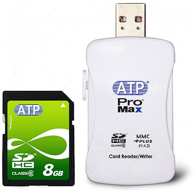 Atp 8 Gb 150x Sdhc Memory Card W/ Usb 2.0 Reader