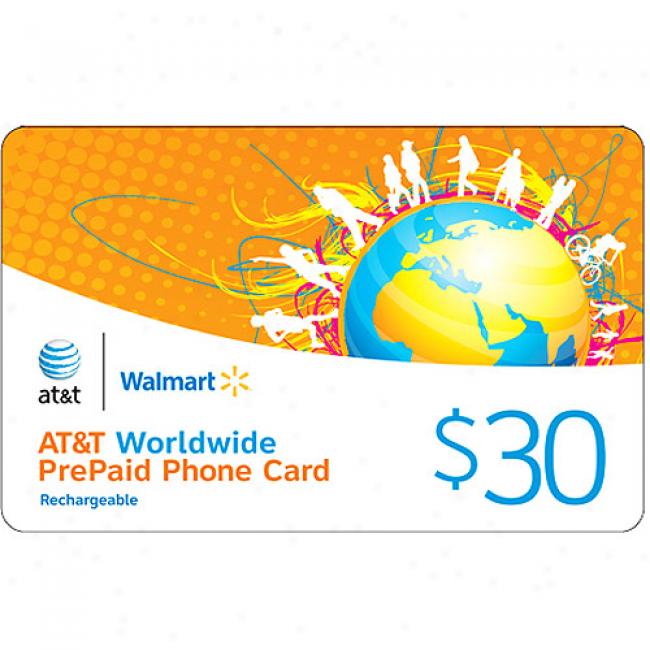 At&t $30 Worldwide Rechargeable Prepaid Phone Card