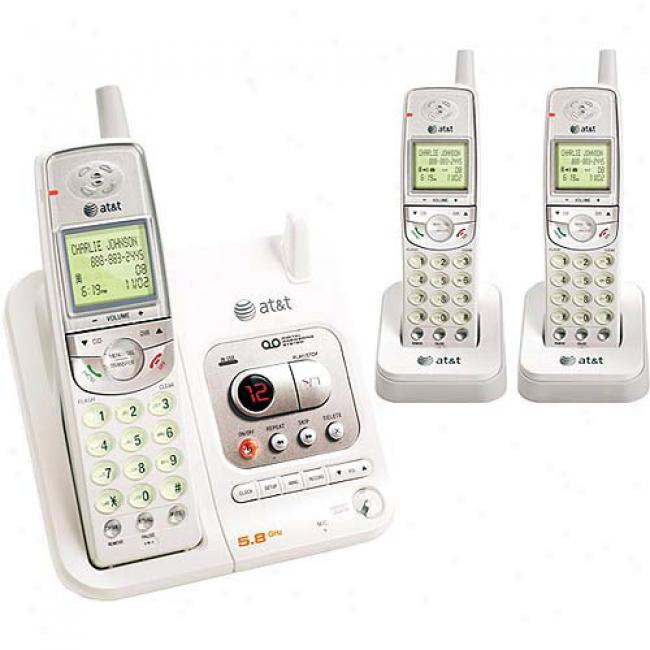 At&t 5.8a Phone Bundle 3 Pqck With Caller Id And Answering System
