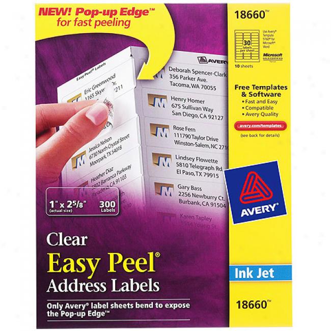 Avery Easy Peel Perspicuous Mailing Labels For Inkjet Printers, 1
