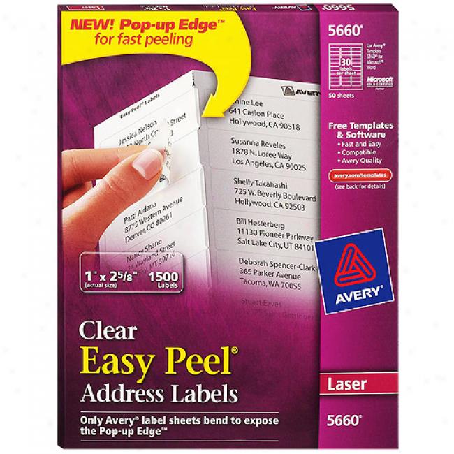 Avery Easy Peel Clear Mailing Labels For Laser Printers, 1