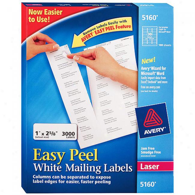 Avery Easy Peel White Superscription Labels For Laser Printers, 1