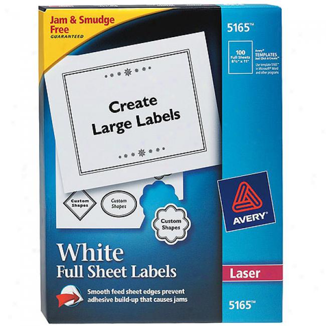 Avery White Full-sheet Shipping Labels For Laser Printers, 8-1/2