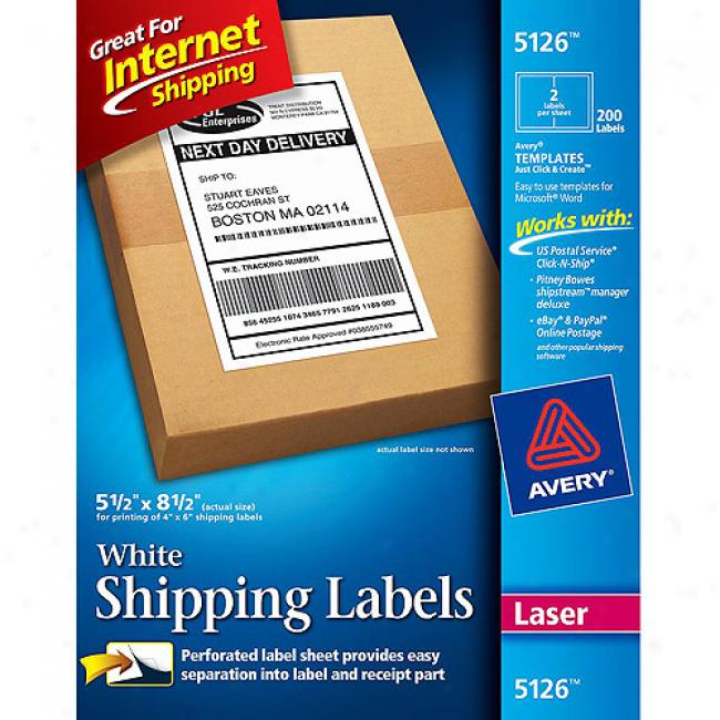 Avery White Shipping Labels For Laser Printers, 5-1/2