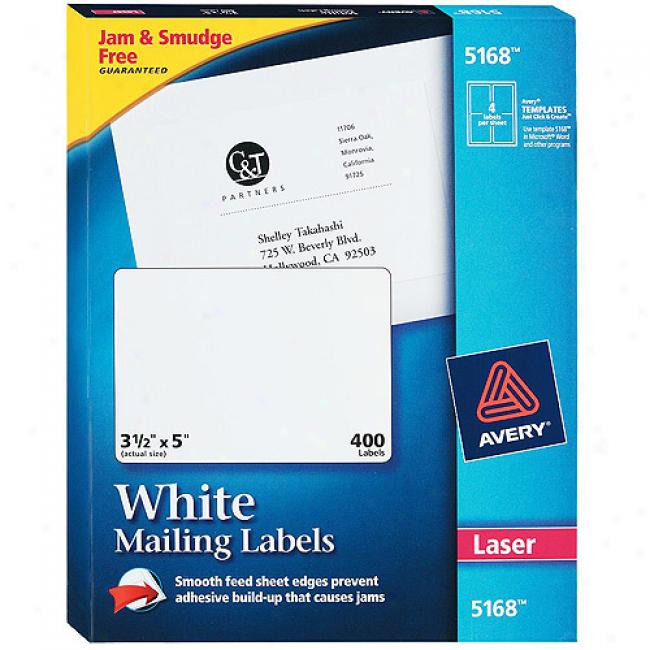 Avery White Shipping Labels For Laser Printers, 3-1/2