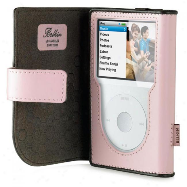 Belkin Leather Sleeve For Ipod Classic, Cameo Pink/chocolate