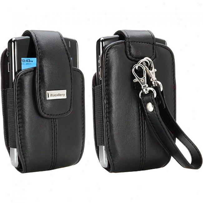 Blackberry Vertical Carry With Wrist Strap For 8700, 8800 Succession - Pitch Black Leather