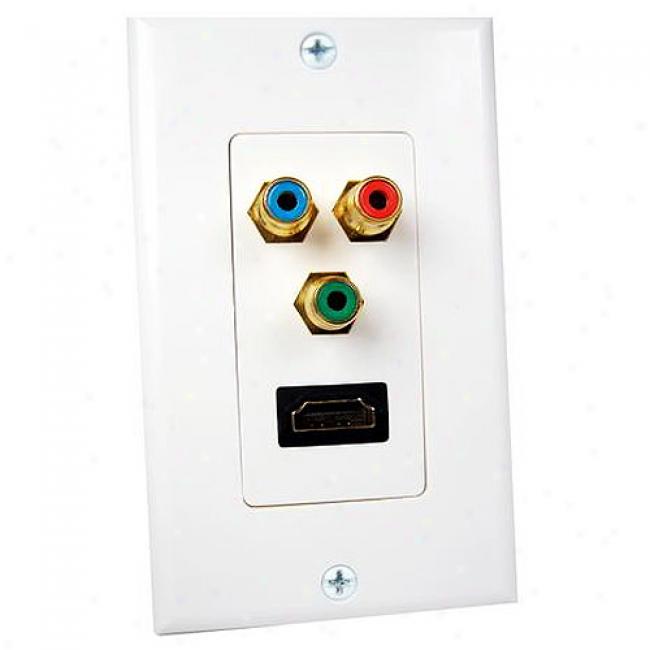 Cables Unlimited White Hdmj  &Component Video Wall Plate