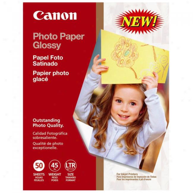Canon 8.5'' X 11'' Photo Paper Glossy, 50 Sheeys