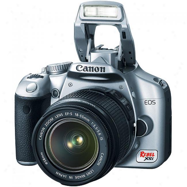 Canon Eos Digital Rebel Xsi Silver 12.2 Mp Digital Slr Camera Kit W/ 18-55-is Lens & 3