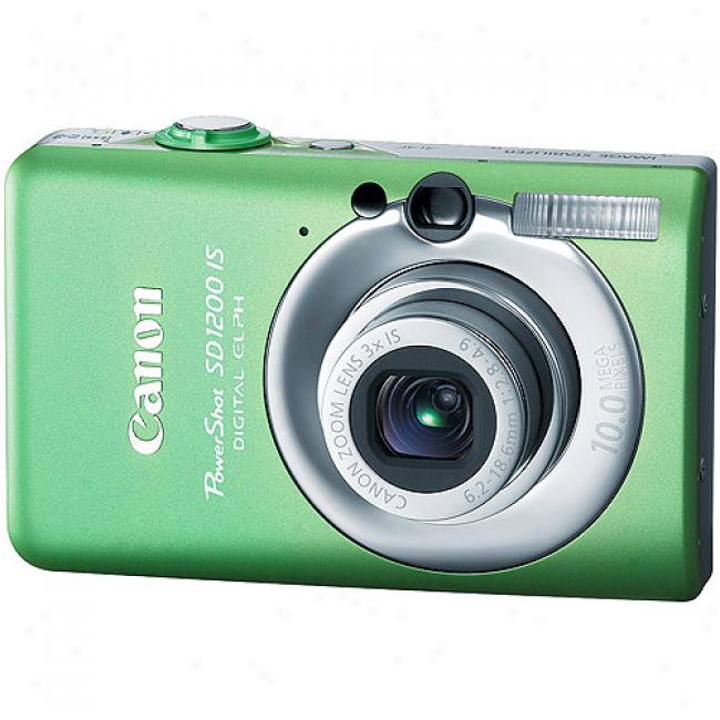 Canon Powershot Sd1200-is Green 10.0mp Digital Elph Camera W/ 2.5