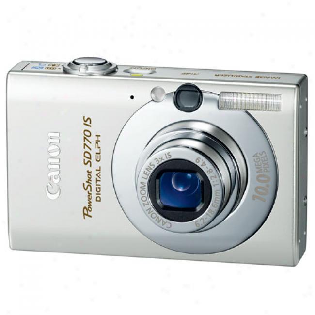 Canon Poweershot Sd770-is Silver 10 Mp Digital Camera, 3x Optical Zoom & 2.5